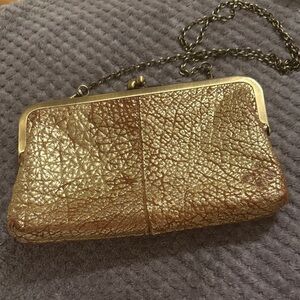 Patricia Nash Potenaz Framed Shoulder Chain Kiss Lock purse GOLD LIKE NEW